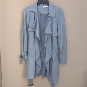 Halo sky blue faux suede trench jacket. DREAMY!